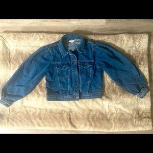 Women’s Topshop Puffer Sleeve Jean Jacket